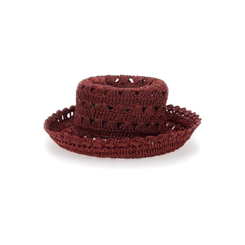 Twinset Women Brown Hat With Woven Design In Viscose For Women